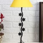 Yellow Cotton Zig zag Star Table lamp with Iron Base (AE24)