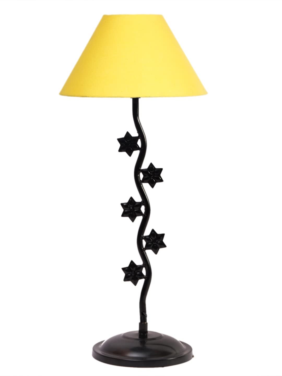 Yellow Cotton Zig zag Star Table lamp with Iron Base (AE24)