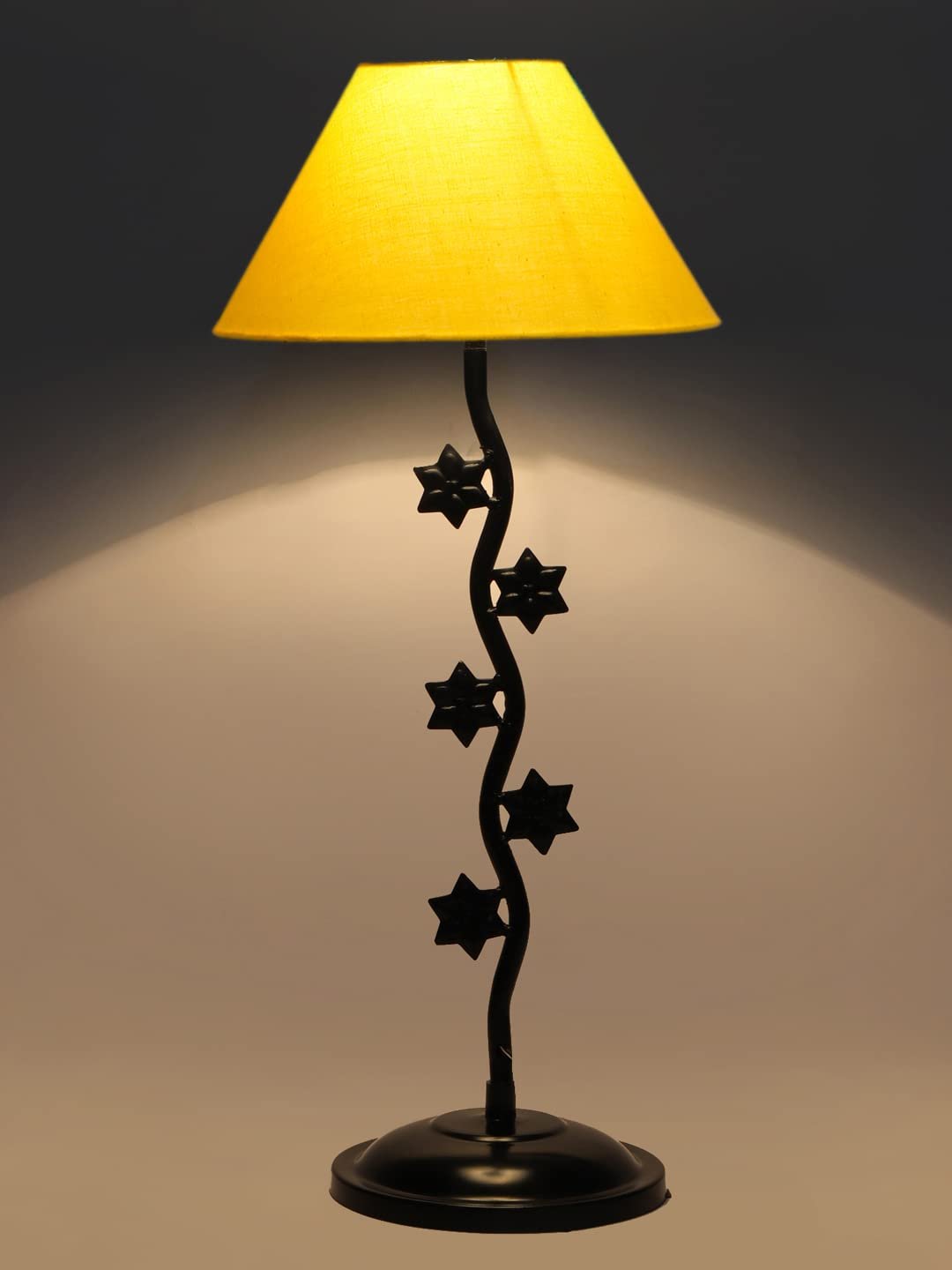 Yellow Cotton Zig zag Star Table lamp with Iron Base (AE24)