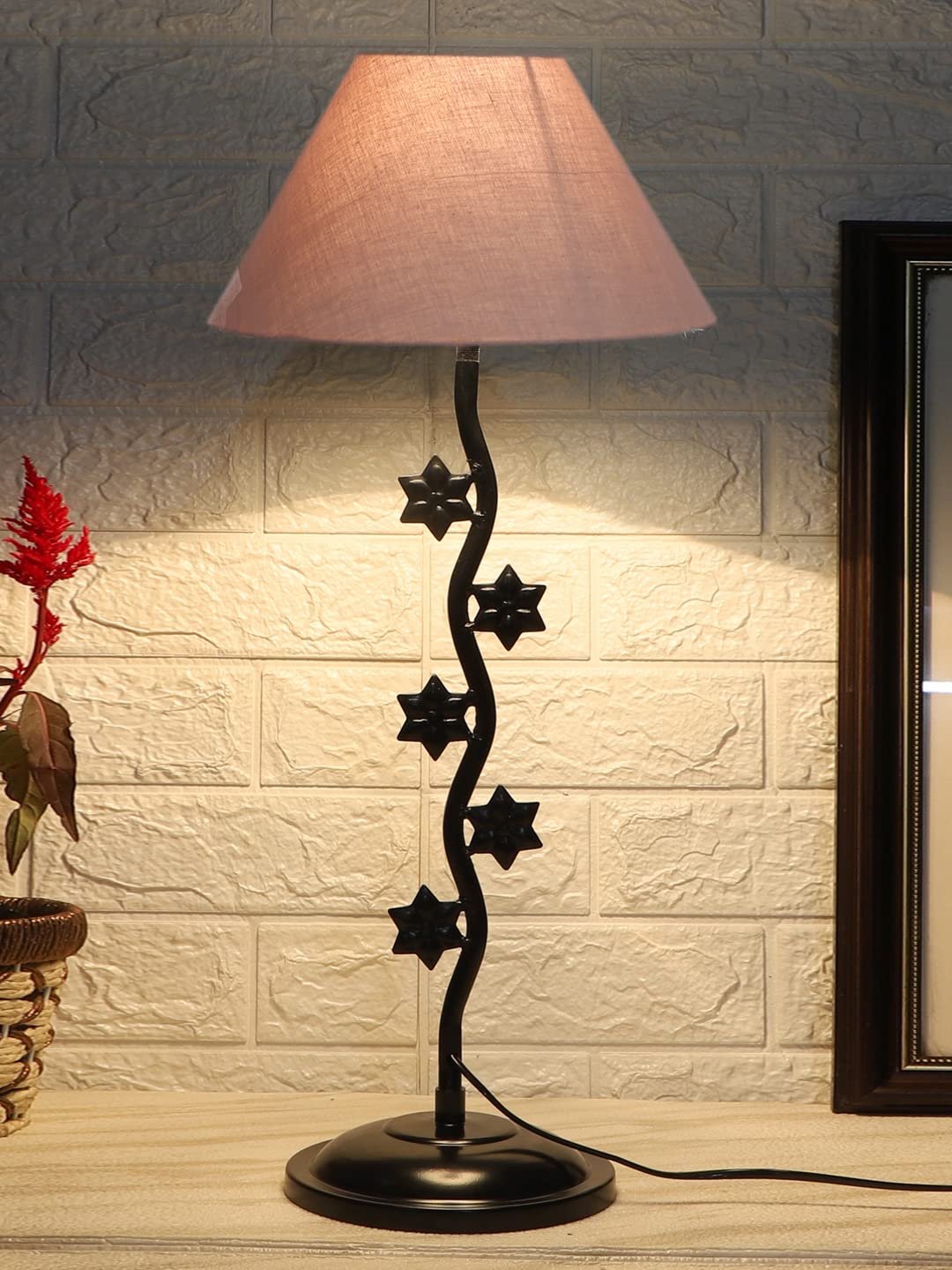 Grey Cotton Zig zag Star Table lamp with Iron Base (AE25)