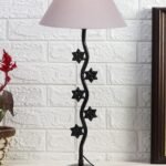 Grey Cotton Zig zag Star Table lamp with Iron Base (AE25)