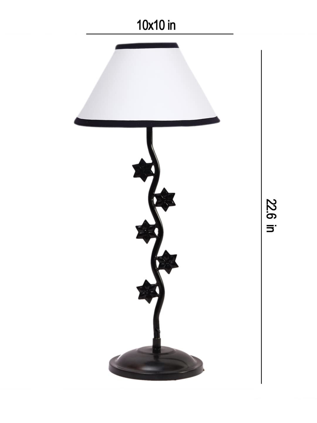 White & Black Cotton Zig zag Star Table lamp with Iron Base (AE26)