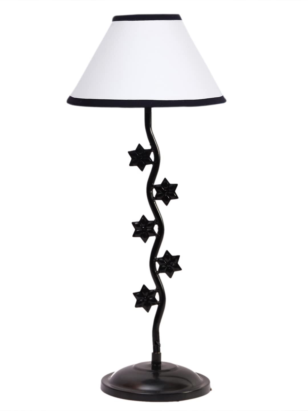White & Black Cotton Zig zag Star Table lamp with Iron Base (AE26)