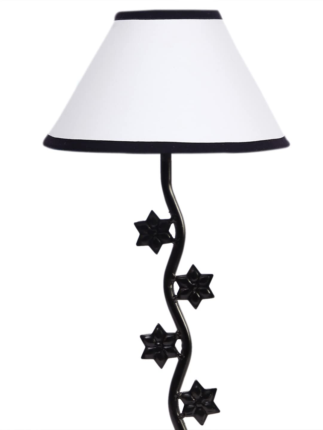 White & Black Cotton Zig zag Star Table lamp with Iron Base (AE26)