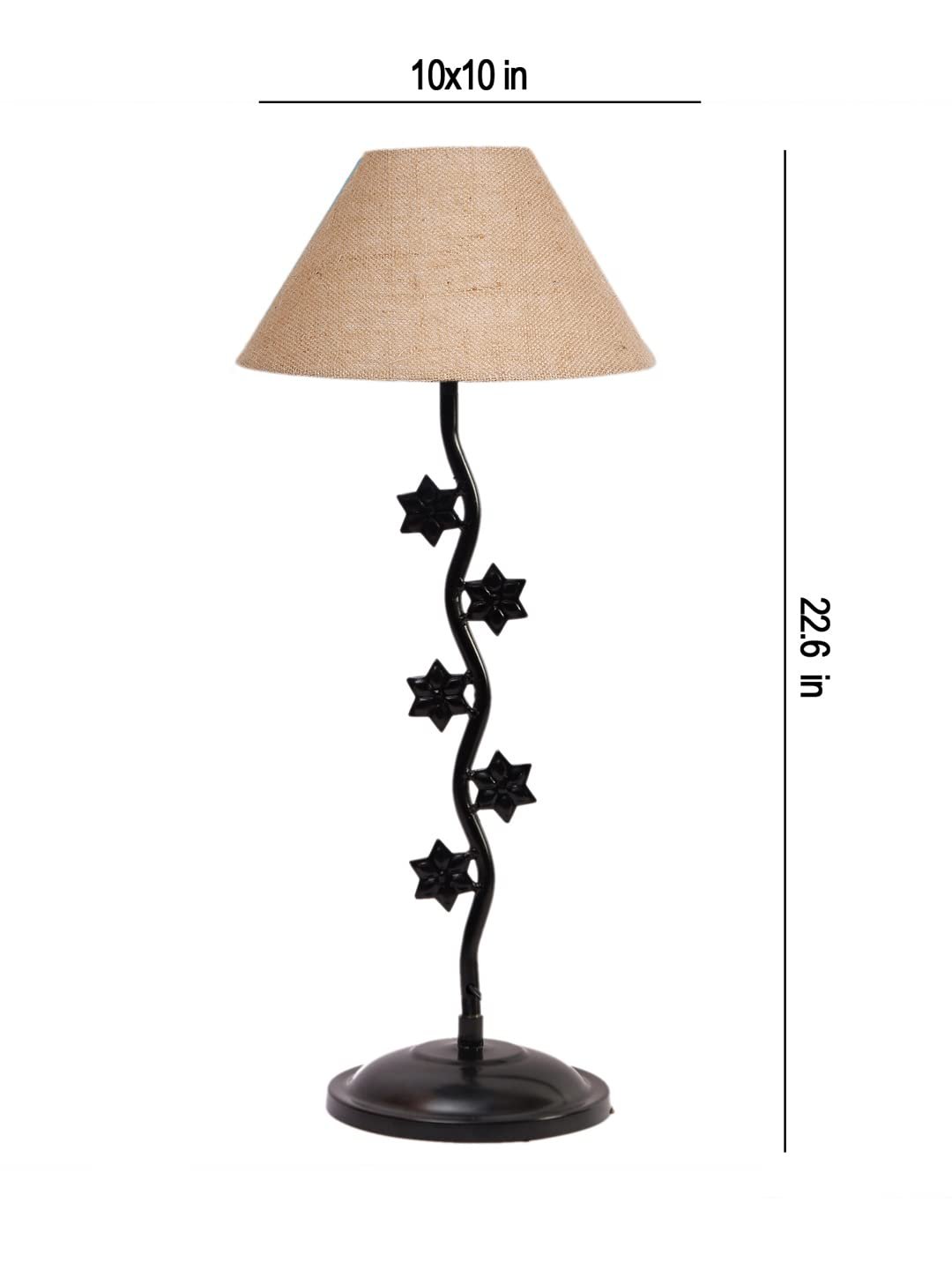 Beige Jute Zig zag Table Star lamp with Iron Base (AE27)