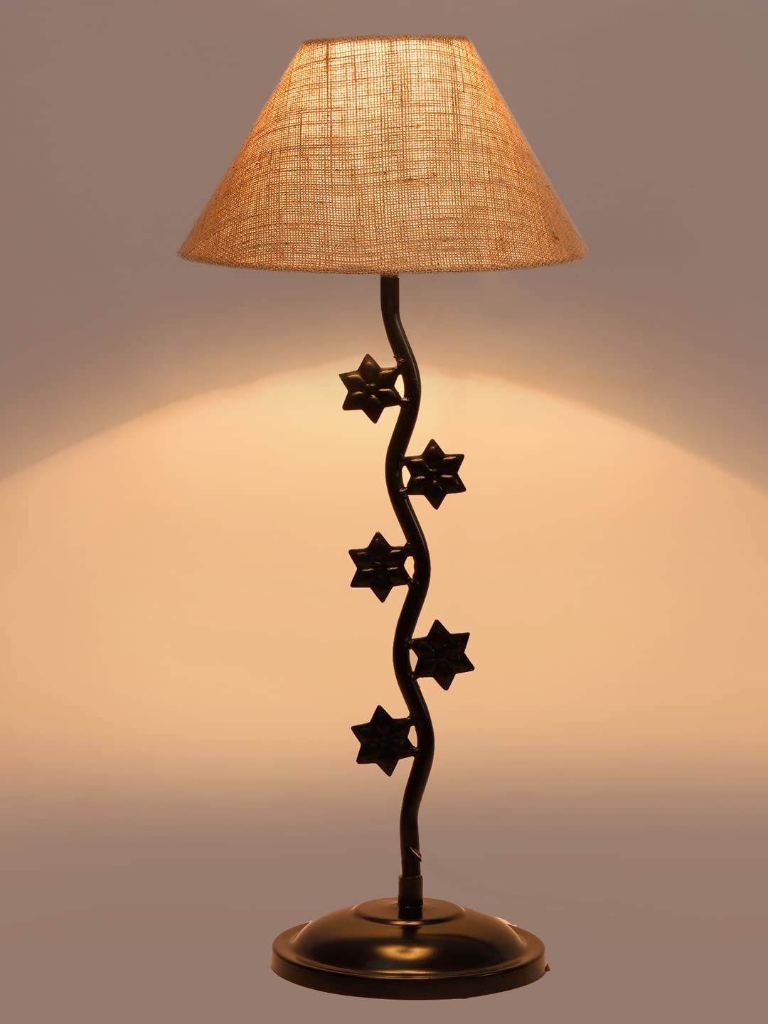 Beige Jute Zig zag Table Star lamp with Iron Base (AE27)
