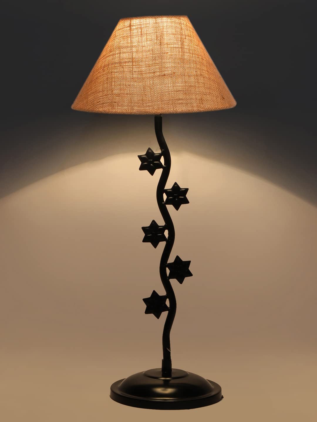 Beige Jute Zig zag Table Star lamp with Iron Base (AE27)