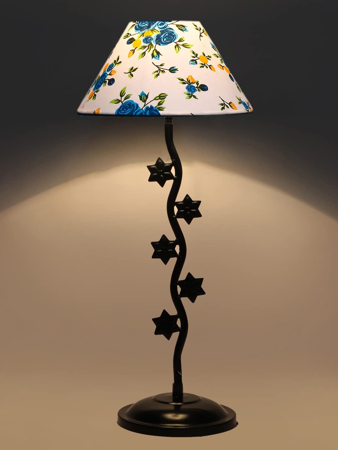 Printed Cotton Zig zag Star Table lamp with Iron Base (AE31)