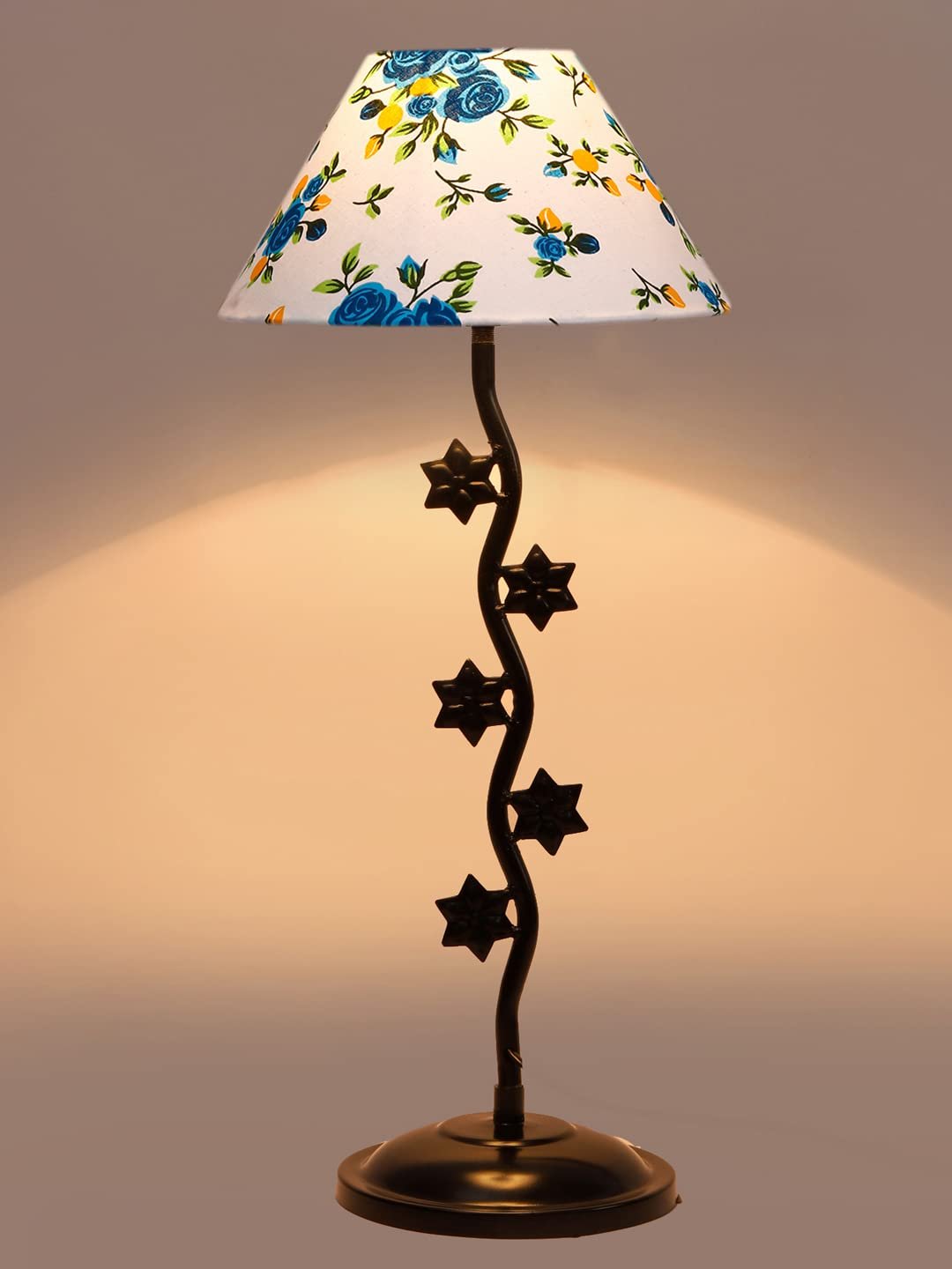 Printed Cotton Zig zag Star Table lamp with Iron Base (AE31)