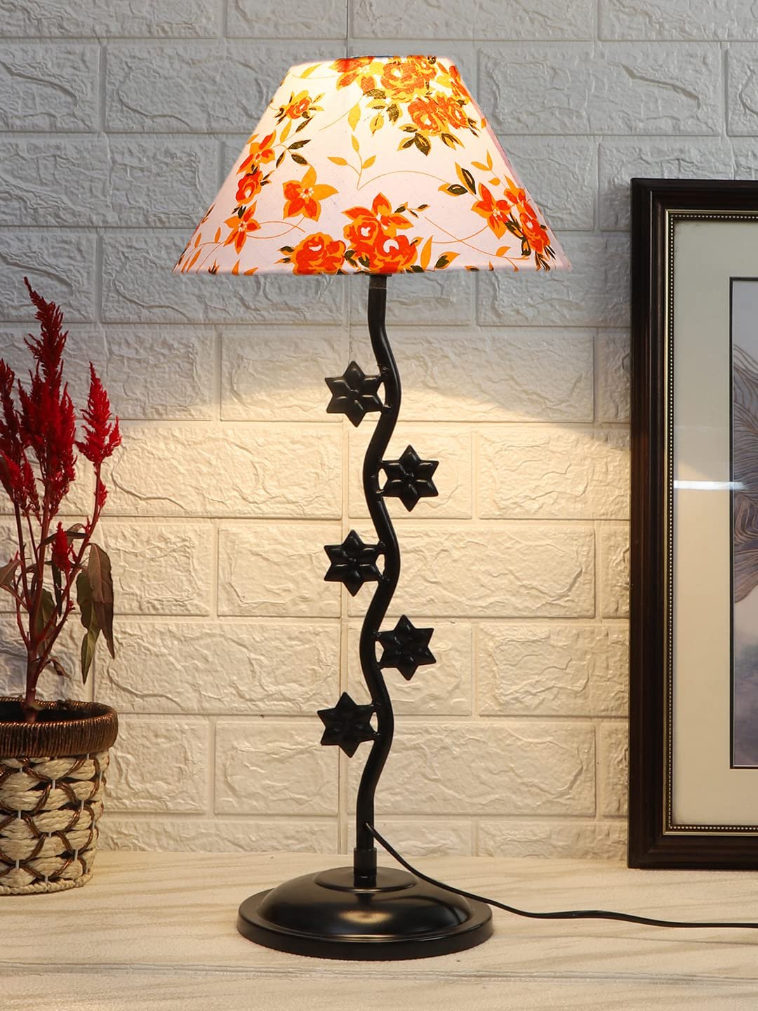 Printed Cotton Zig zag Star Table lamp with Iron Base (AE32)