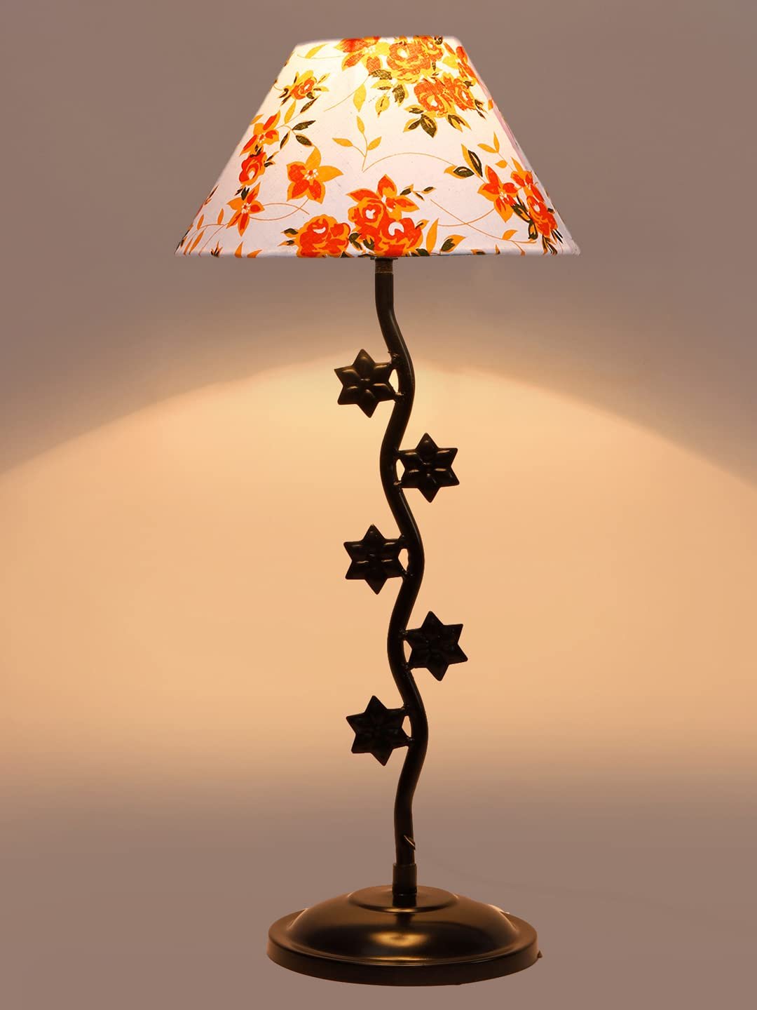 Printed Cotton Zig zag Star Table lamp with Iron Base (AE32)