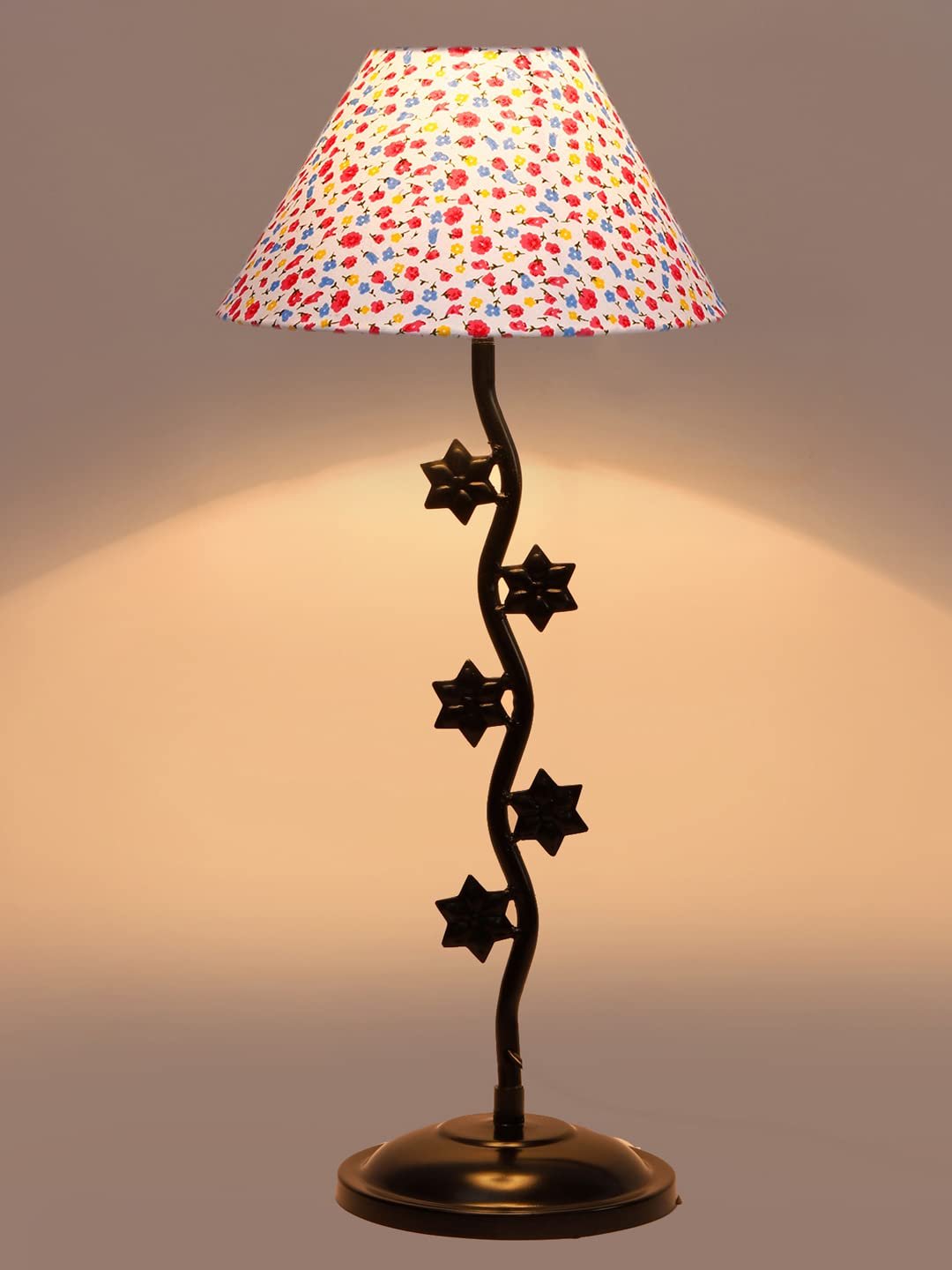 Printed Cotton Zig zag Star Table lamp with Iron Base (AE33)