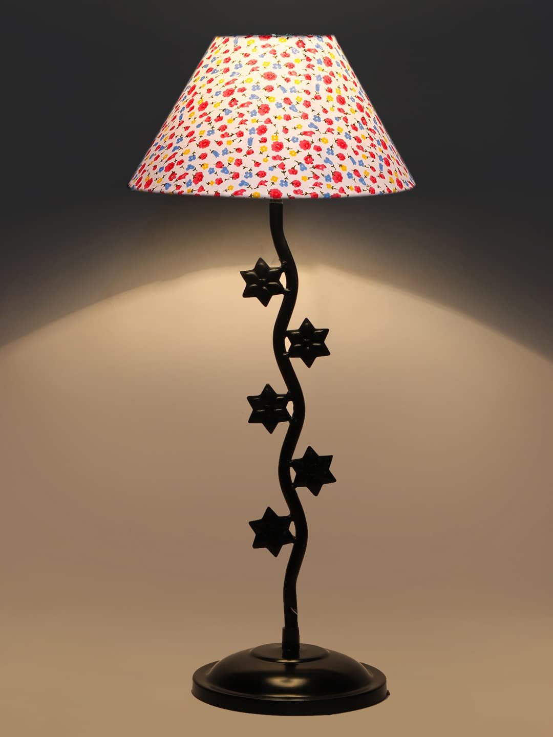 Printed Cotton Zig zag Star Table lamp with Iron Base (AE33)