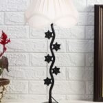 Vintage Off-White Cotton Zig Zag Star Table lamp with Iron Base (AE34)