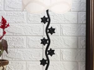 Vintage Off-White Cotton Zig Zag Star Table lamp with Iron Base (AE34)