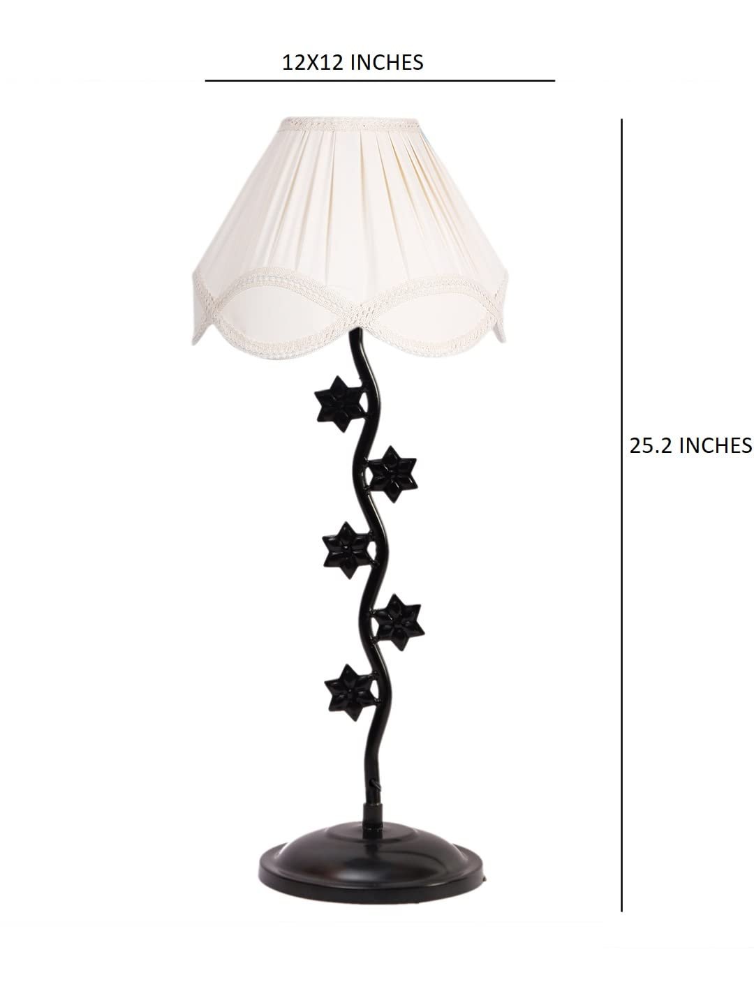 Vintage Off-White Cotton Zig Zag Star Table lamp with Iron Base (AE34)