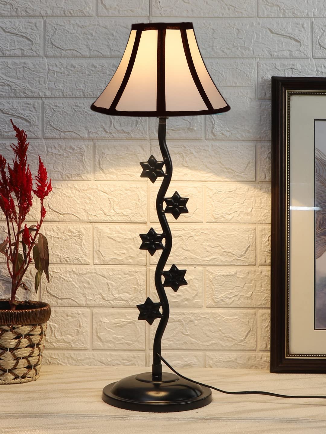 Multi Cotton Zig Zag Star Table lamp with Iron Base (AE36)
