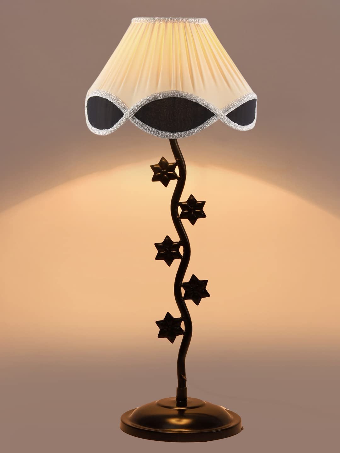 Vintage Multi Cotton Zig Zag Star Table lamp with Iron Base (AE37)