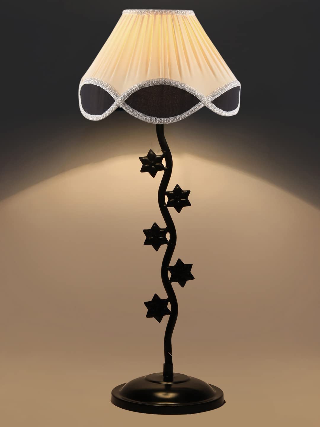 Vintage Multi Cotton Zig Zag Star Table lamp with Iron Base (AE37)