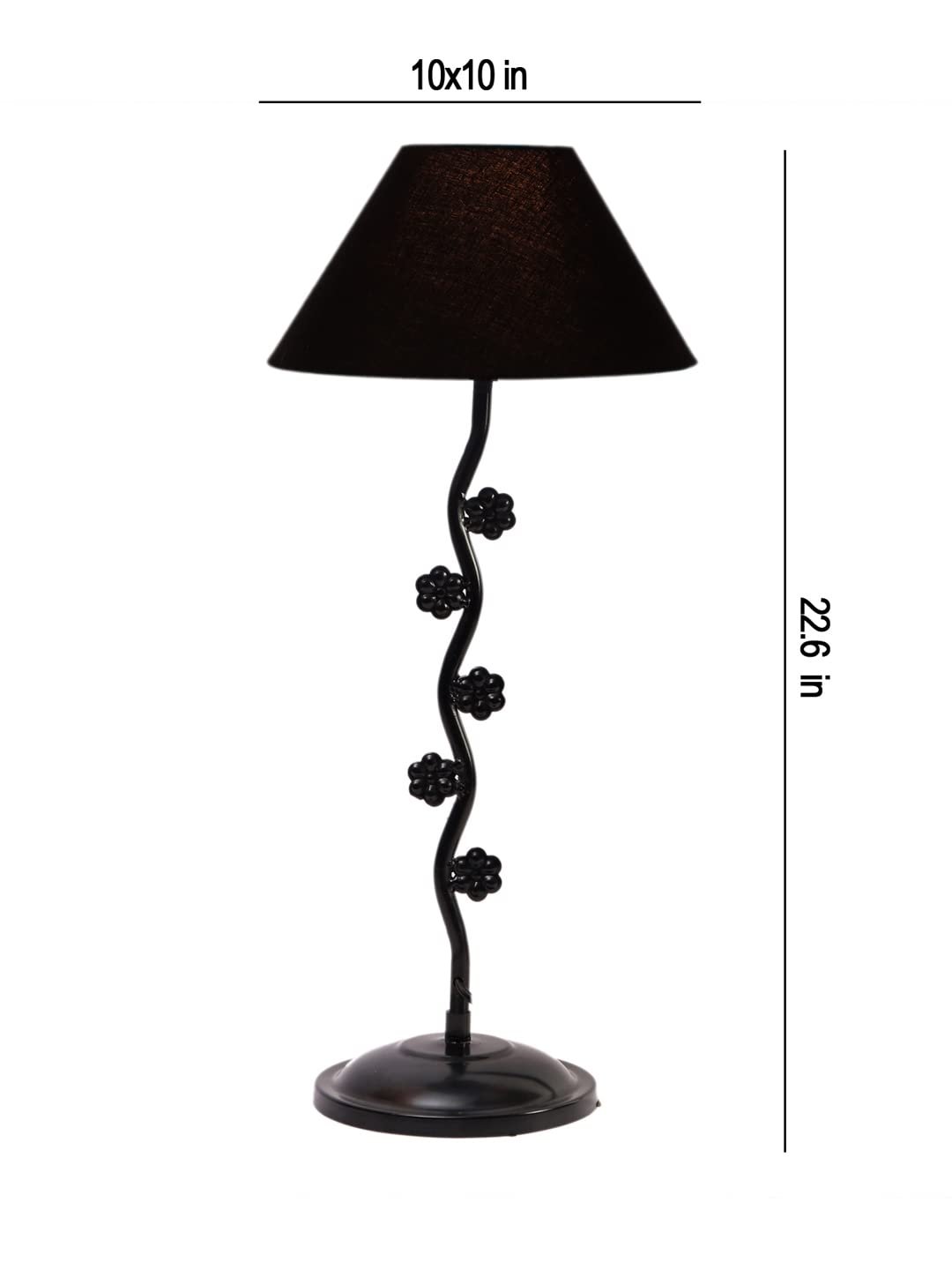 Black Cotton Zig zag Tikli Table lamp with Iron Base (AE40)