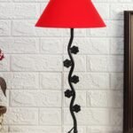 Red Cotton Zig zag Tikli Table lamp with Iron Base (AE41)