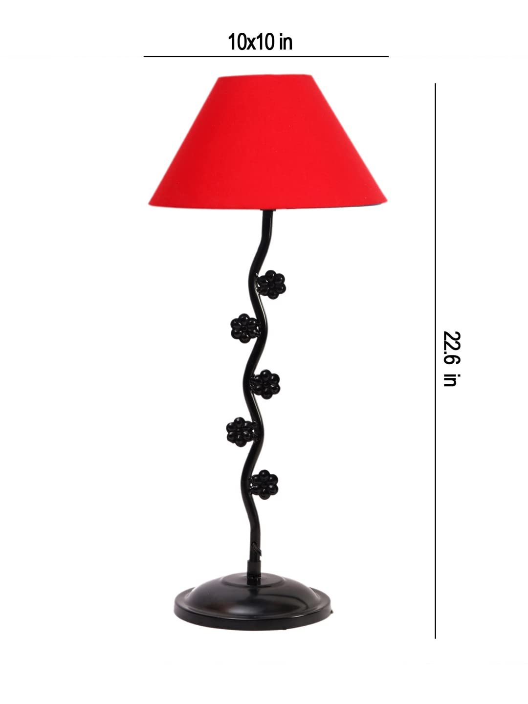 Red Cotton Zig zag Tikli Table lamp with Iron Base (AE41)