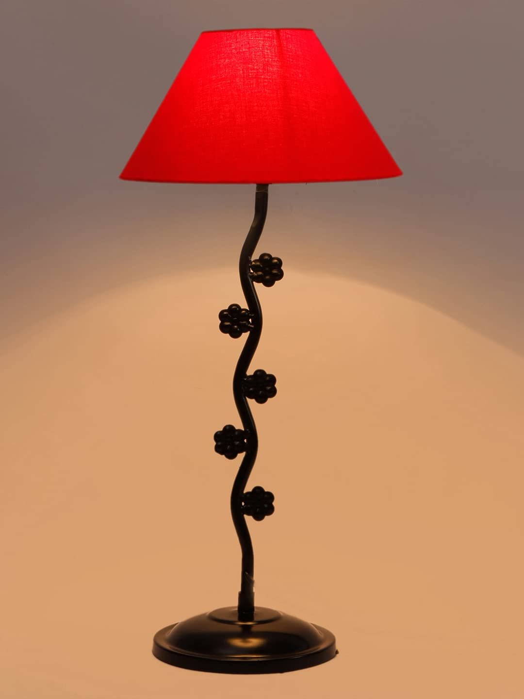 Red Cotton Zig zag Tikli Table lamp with Iron Base (AE41)