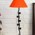 Orange Cotton Zig zag Tikli Table lamp with Iron Base (AE42)
