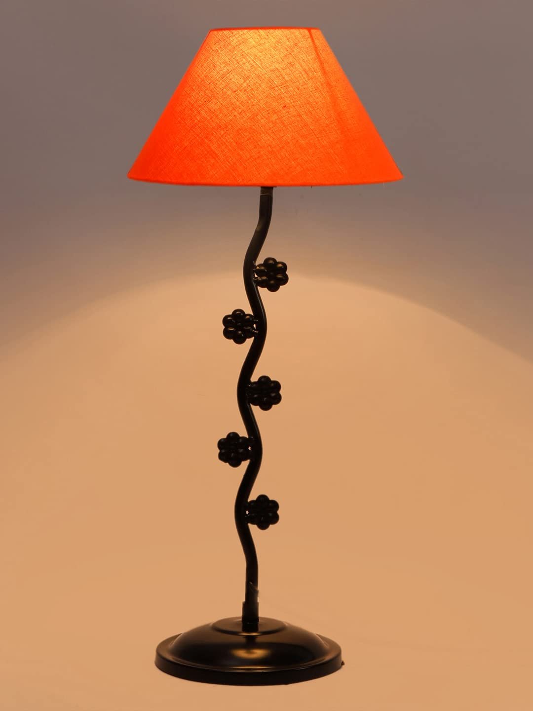 Orange Cotton Zig zag Tikli Table lamp with Iron Base (AE42)