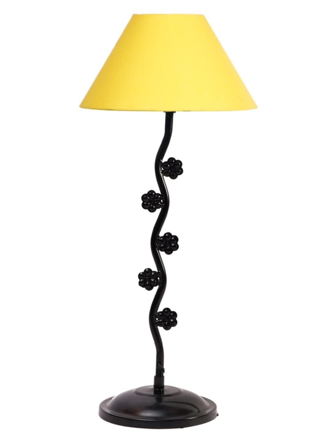 Yellow Cotton Zig zag Tikli Table lamp with Iron Base (AE43)