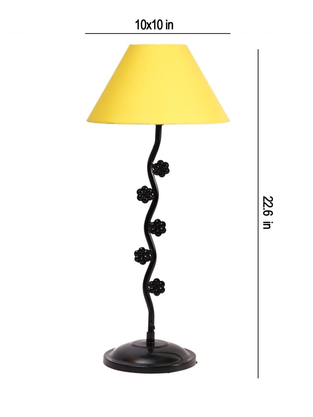 Yellow Cotton Zig zag Tikli Table lamp with Iron Base (AE43)