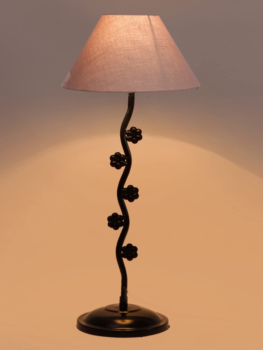 Grey Cotton Zig zag Tikli Table lamp with Iron Base (AE44)