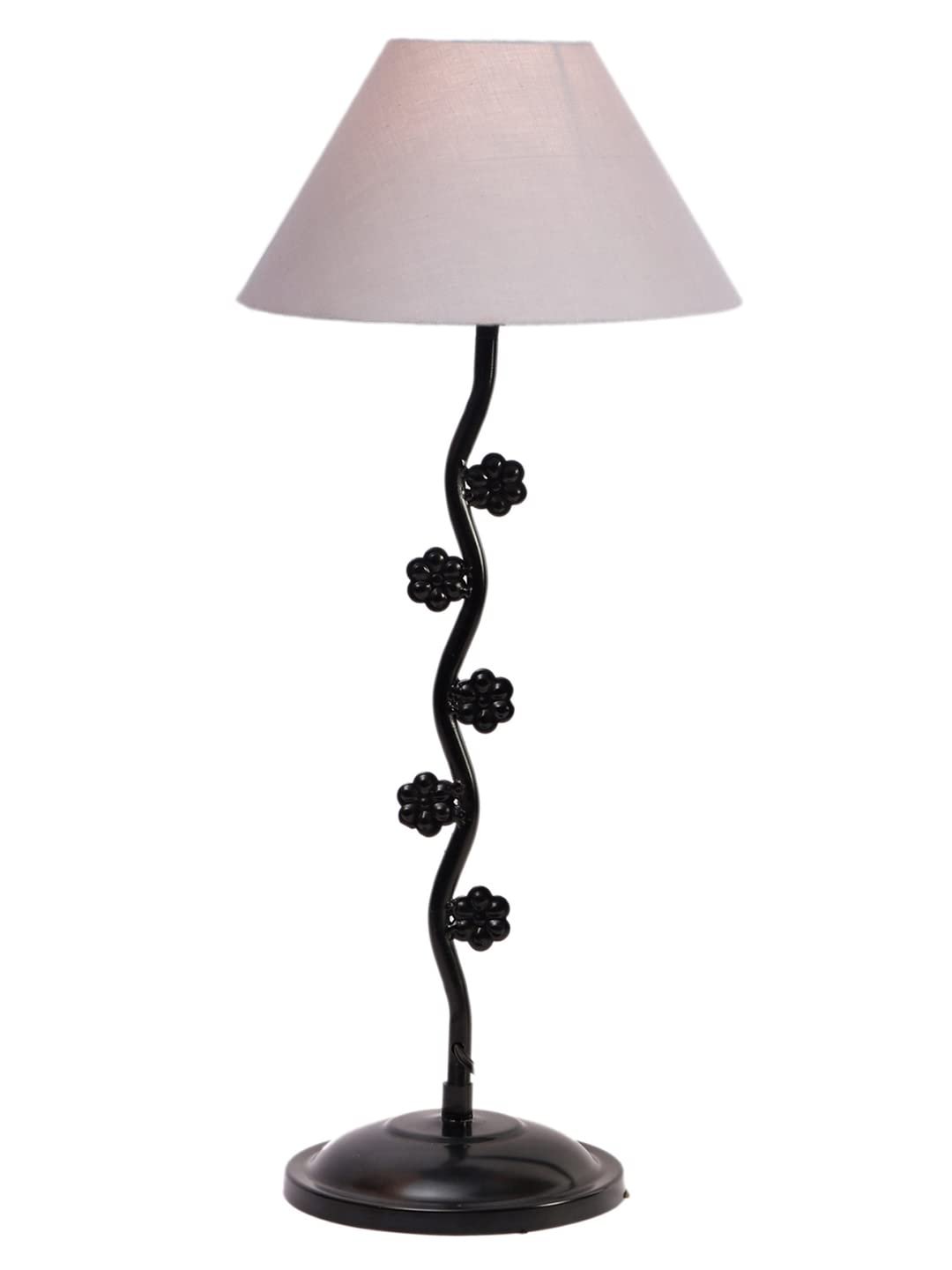 Grey Cotton Zig zag Tikli Table lamp with Iron Base (AE44)