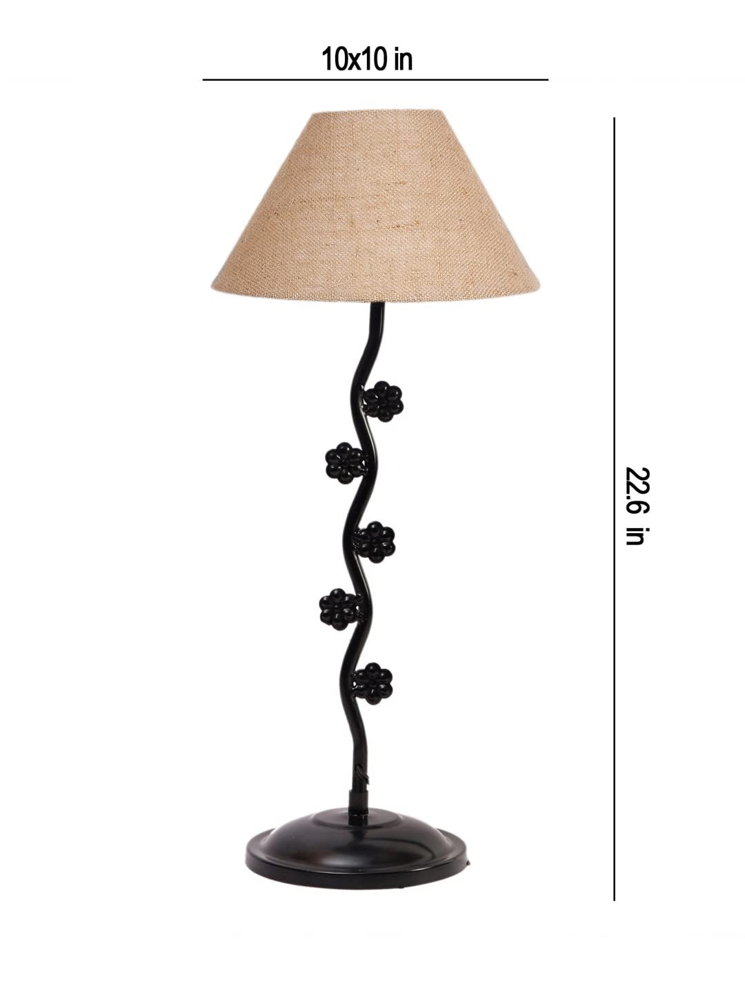 Beige Jute Zig zag Table Tikli lamp with Iron Base (AE46)