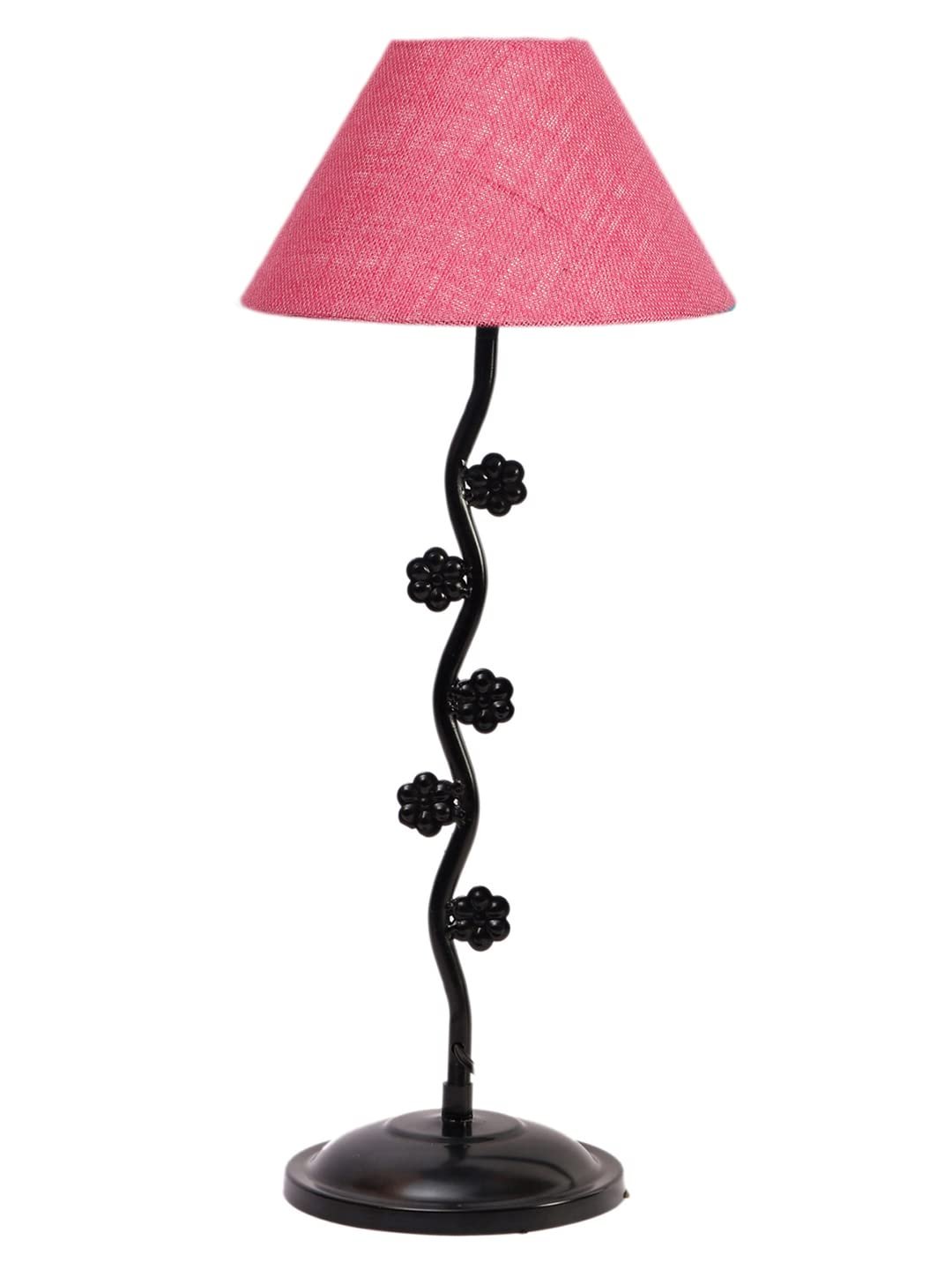 Pink Jute Zig zag Table Tikli lamp with Iron Base (AE47)