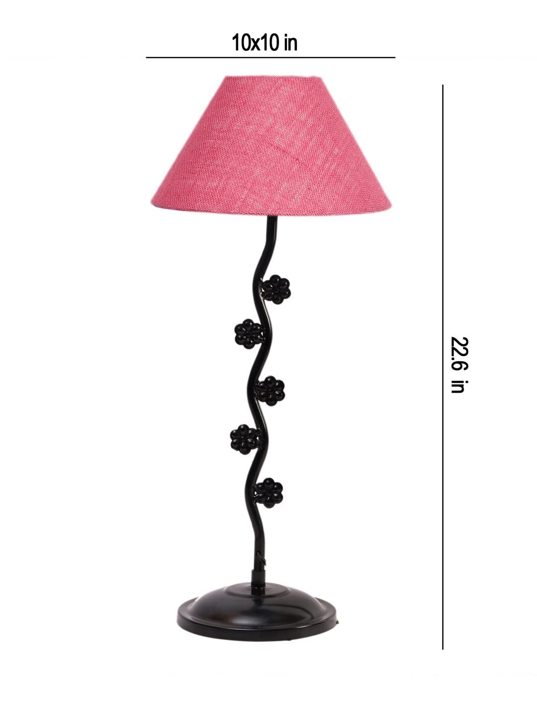 Pink Jute Zig zag Table Tikli lamp with Iron Base (AE47)