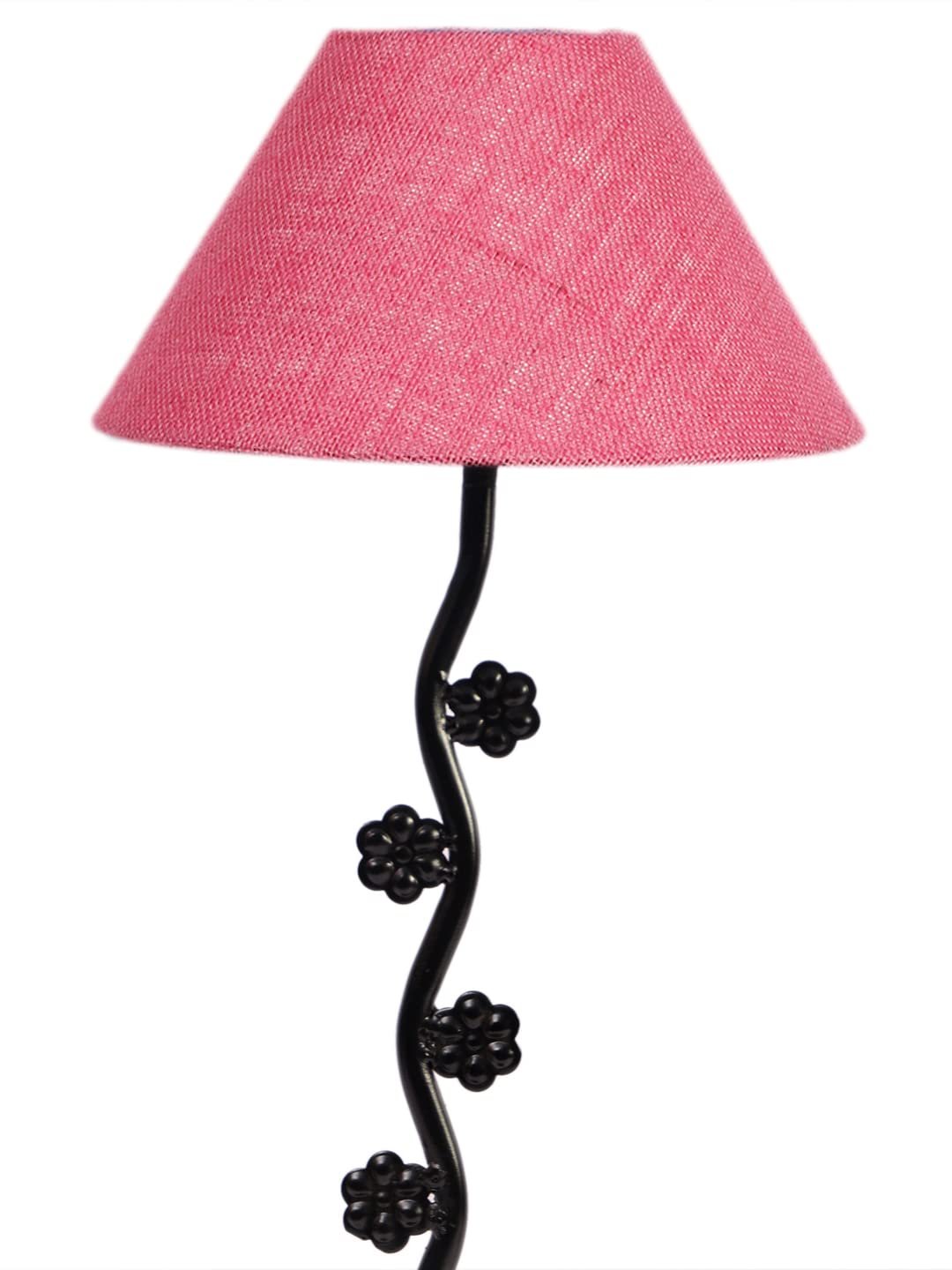 Pink Jute Zig zag Table Tikli lamp with Iron Base (AE47)