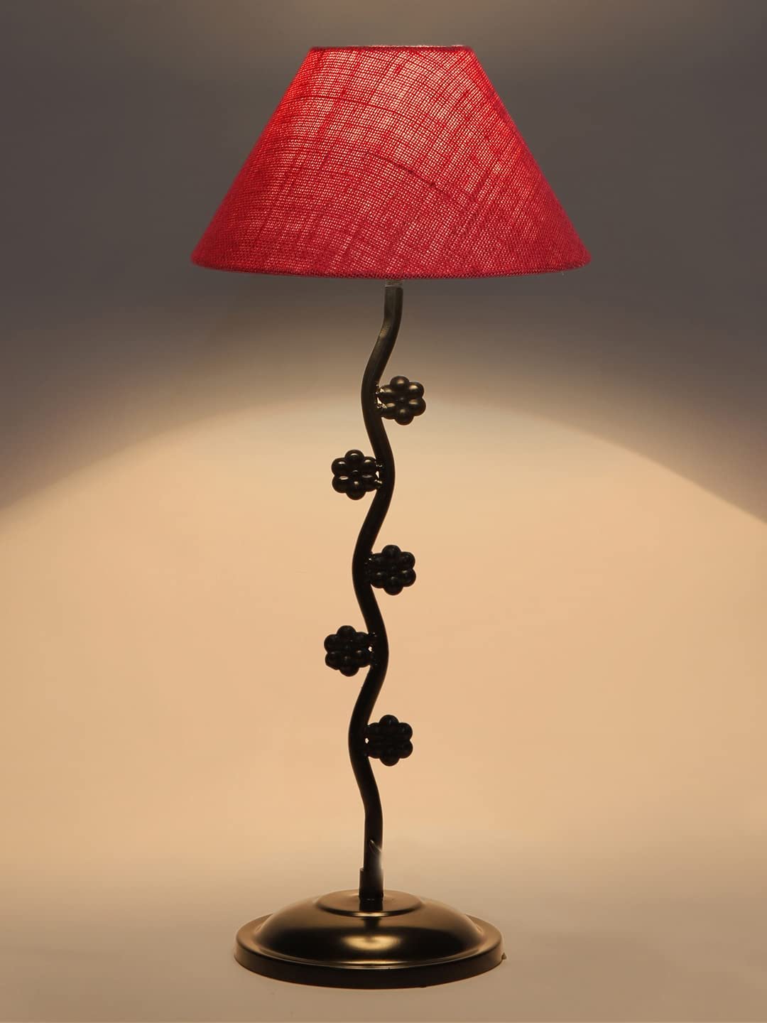 Pink Jute Zig zag Table Tikli lamp with Iron Base (AE47)