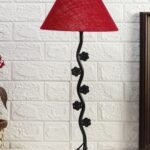 Maroon Jute Zig zag Tikli Table lamp with Iron Base (AE48)