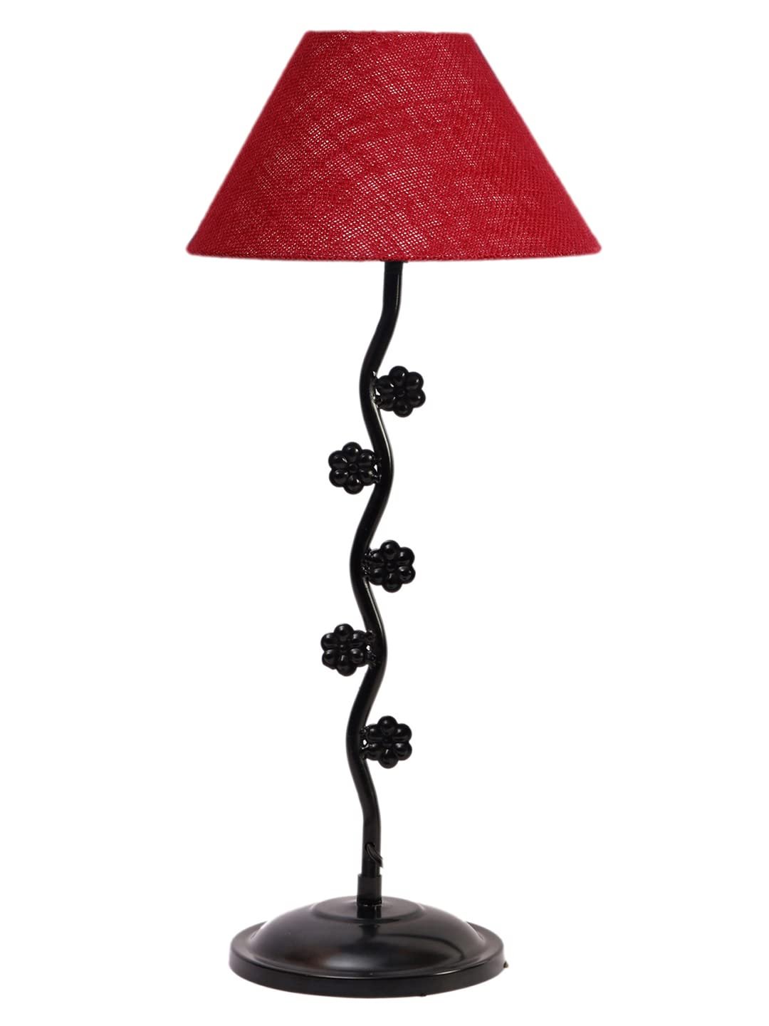 Maroon Jute Zig zag Tikli Table lamp with Iron Base (AE48)
