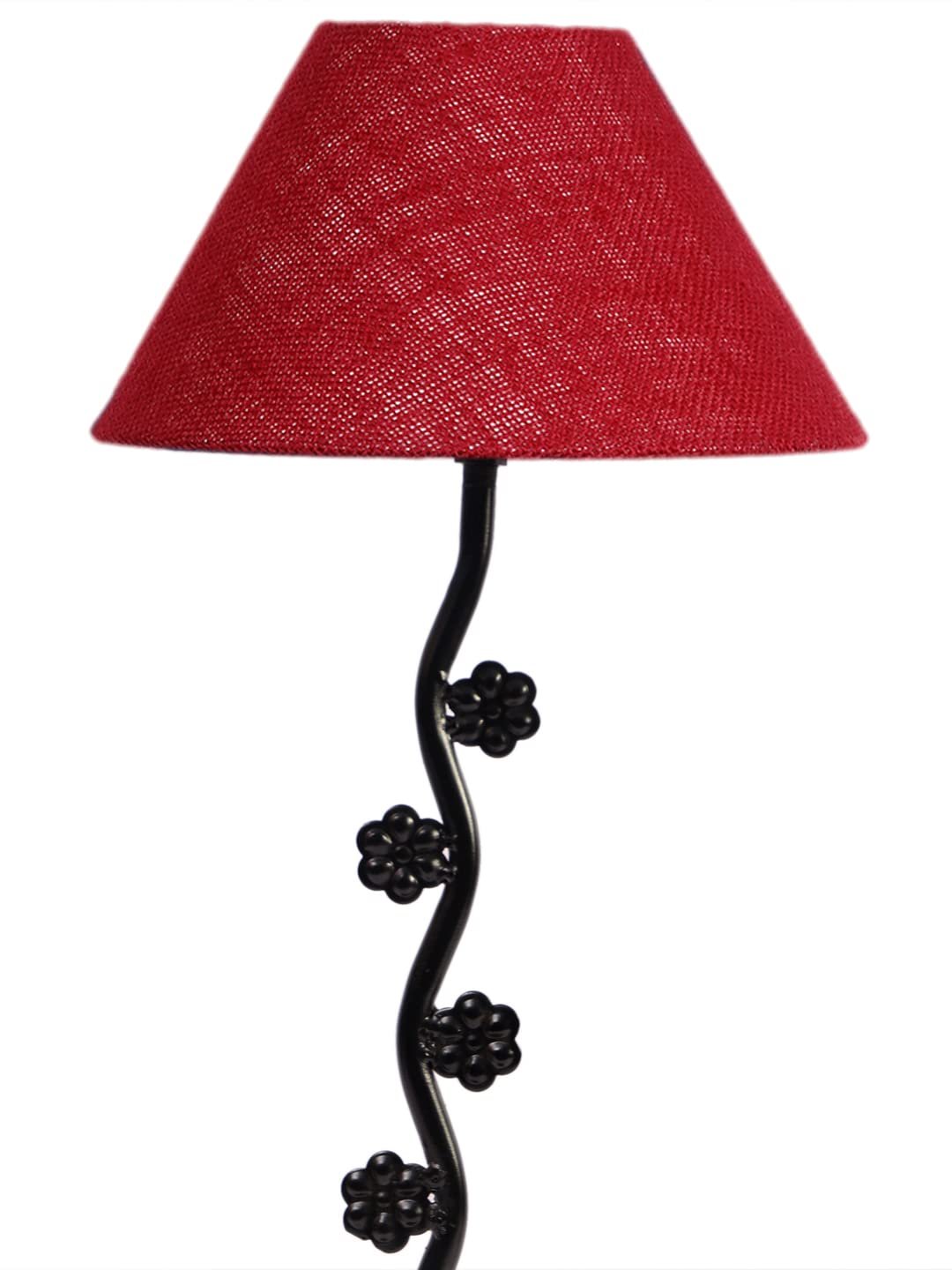 Maroon Jute Zig zag Tikli Table lamp with Iron Base (AE48)