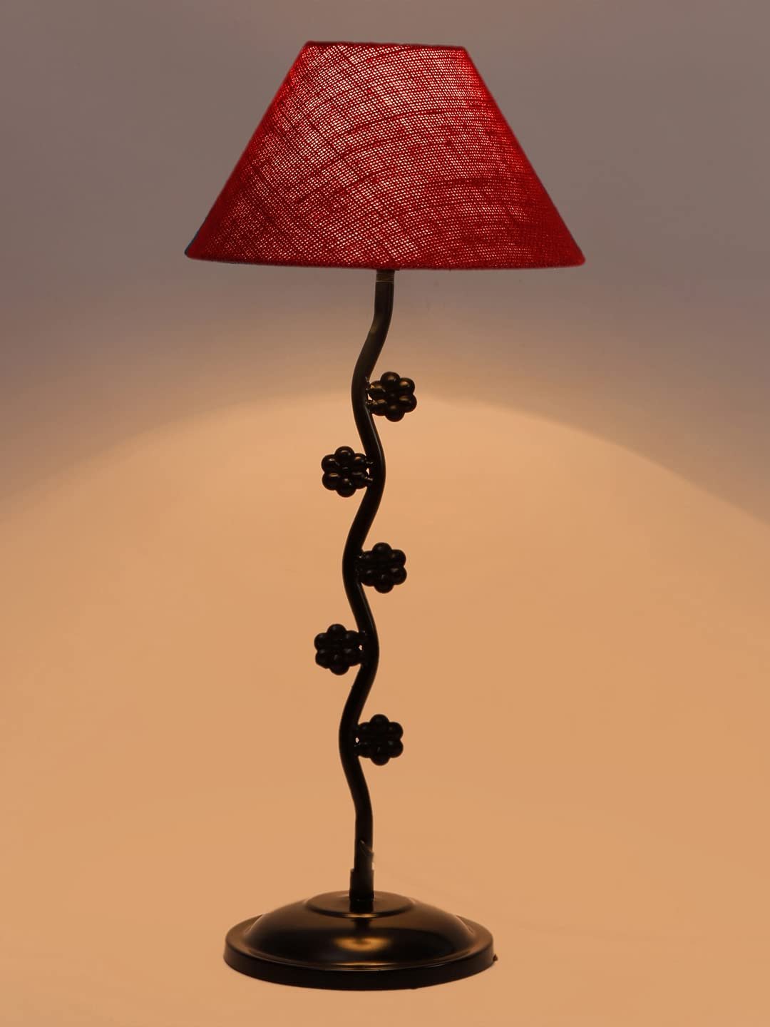Maroon Jute Zig zag Tikli Table lamp with Iron Base (AE48)