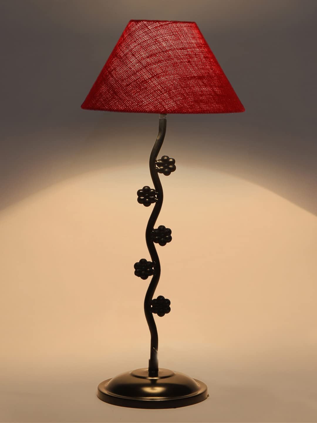Maroon Jute Zig zag Tikli Table lamp with Iron Base (AE48)