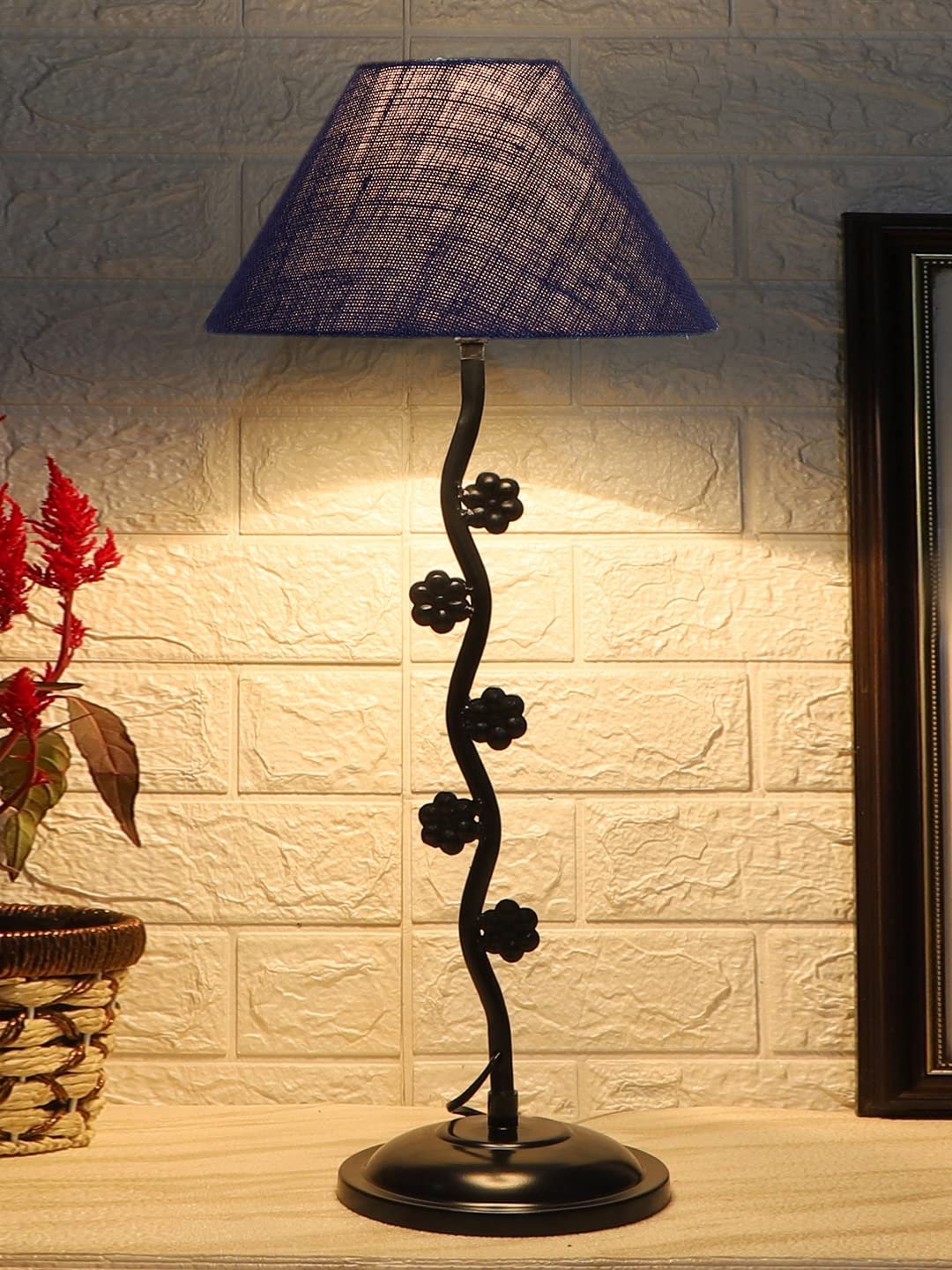 Blue Jute Zig zag Tikli Table lamp with Iron Base (AE49)