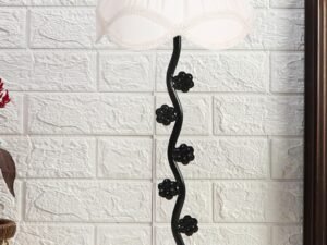 Vintage Off-White Cotton Zig Zag Tikli Table lamp with Iron Base (AE53)