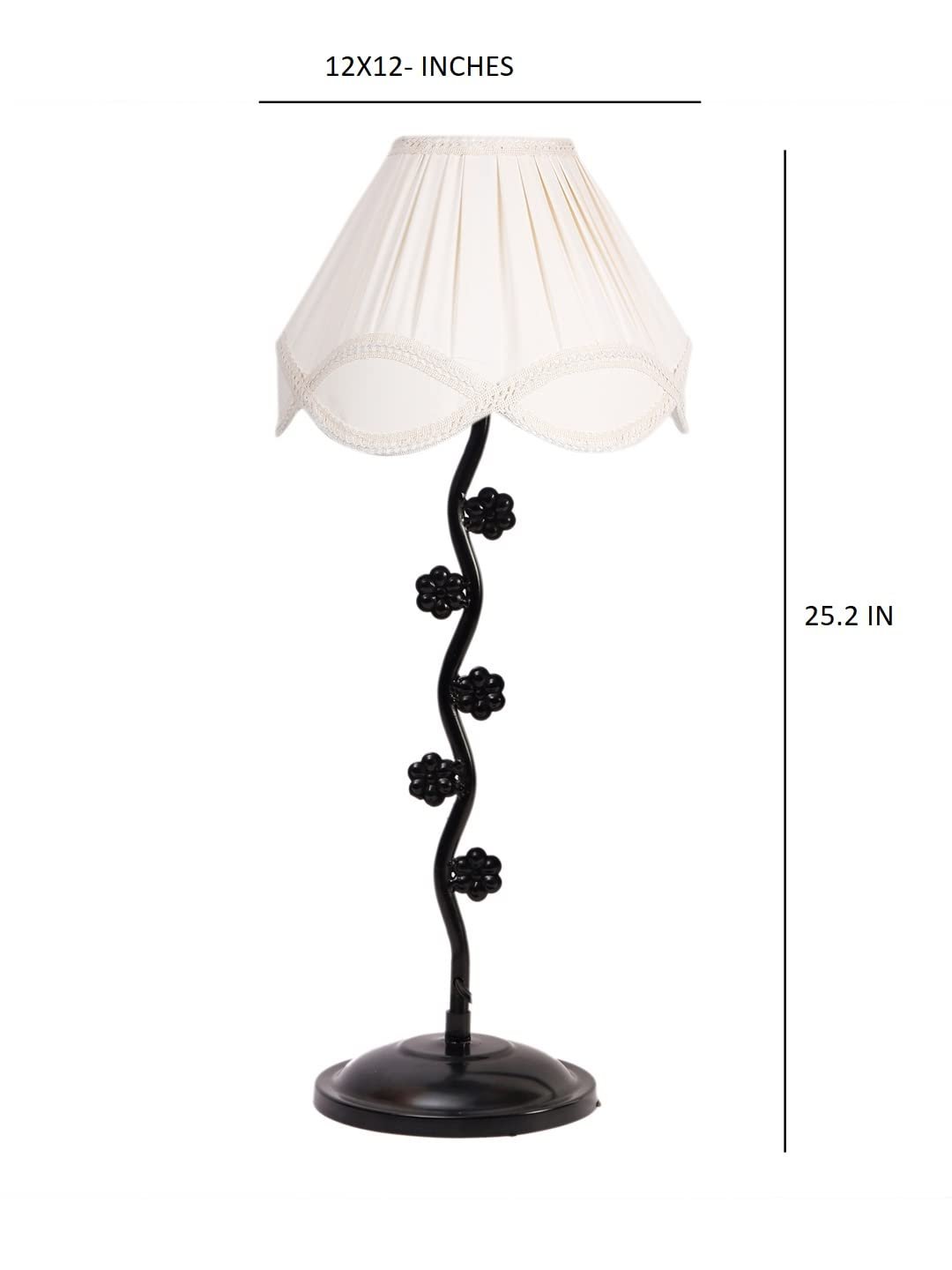 Vintage Off-White Cotton Zig Zag Tikli Table lamp with Iron Base (AE53)