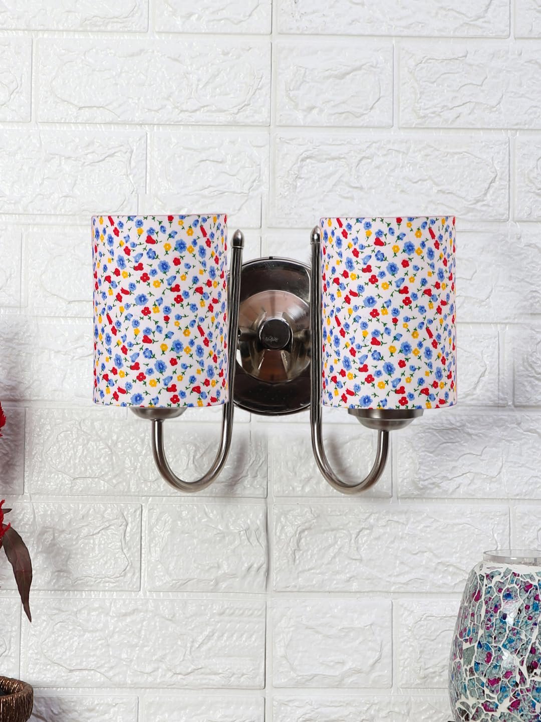 Vintage Multi Cotton Zig Zag Tikli Table lamp with Iron Base (AE56)