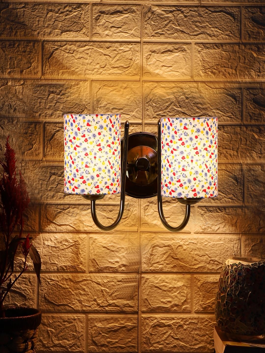 Vintage Multi Cotton Zig Zag Tikli Table lamp with Iron Base (AE56)