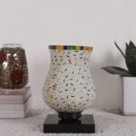 Black Wood Square Table lamp with Mosaic Glass (Fd02