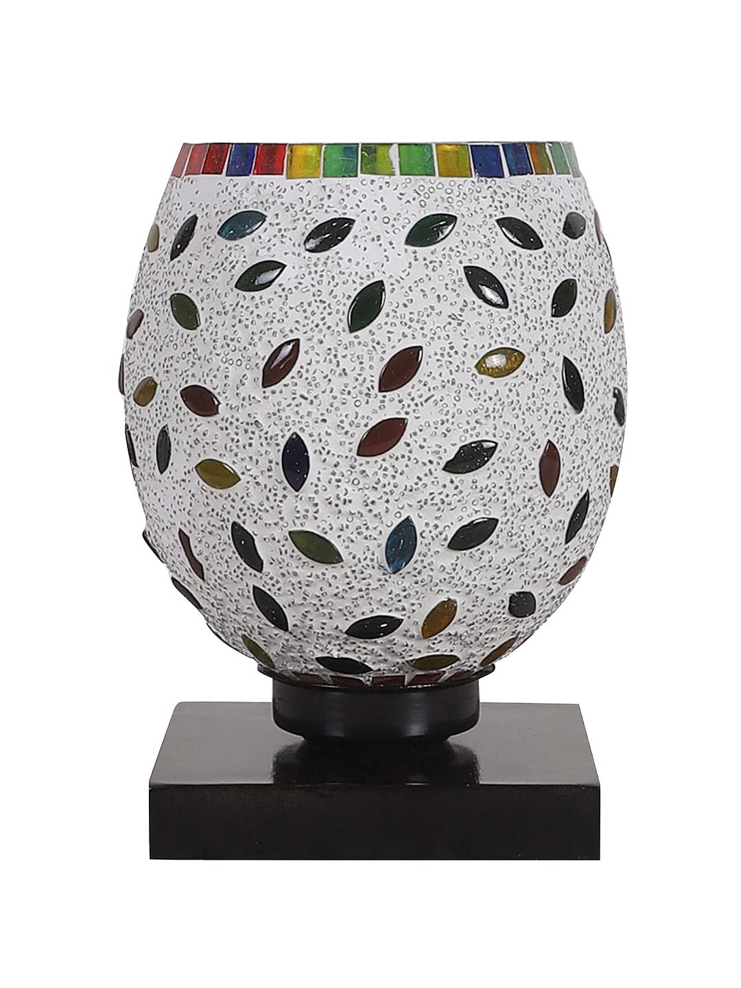 Black Wood Square Table lamp with Mosaic Glass -FD06